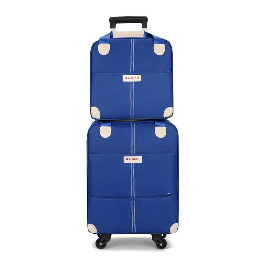 JMT-842954 Lightweight Expandable Softshell Suitcase and Handbag Set with Spinner Wheels