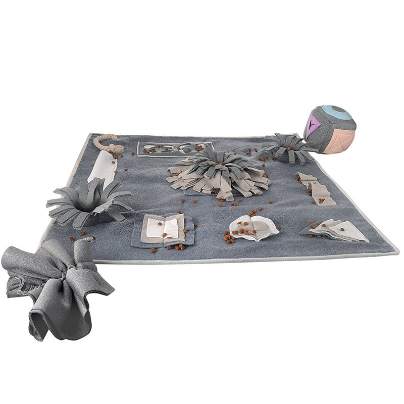 JMT-843146 Sniffing Mat for Dogs - Polar Flannel Pet Interactive Toy - 70x70CM Gray