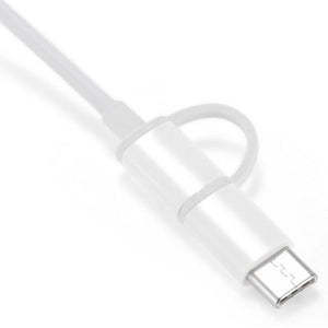 JMT-843338 Micro USB and Type-C Charging Cable - 30cm White TPE Material, Original 2-in-1 Data Sync Cable