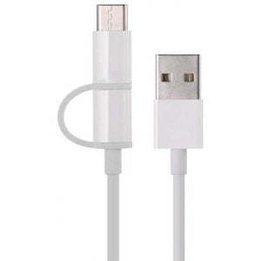 JMT-843338 Micro USB and Type-C Charging Cable - 30cm White TPE Material, Original 2-in-1 Data Sync Cable