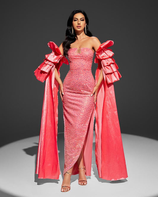 JMT-843402 Luxury Red Evening Dress, Model SH0030 - Elegant and Timeless Design for Special Occasions
