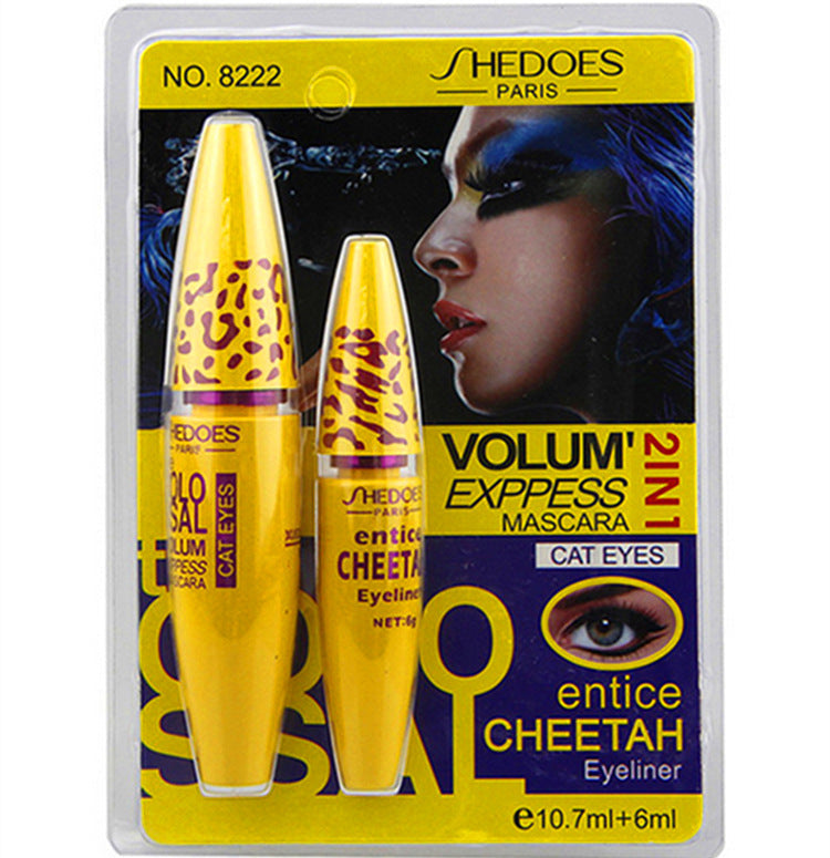 JMT-843594 Thick Curling Waterproof Mascara in Leopard-Shaped Yellow Tube, 12cm