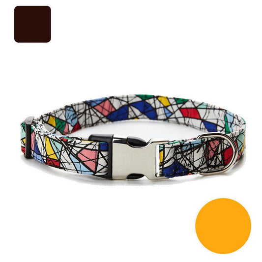 JMT-843658 Ethnic Style Color Matching Semi-Metal Buckle Pet Collar for Dogs
