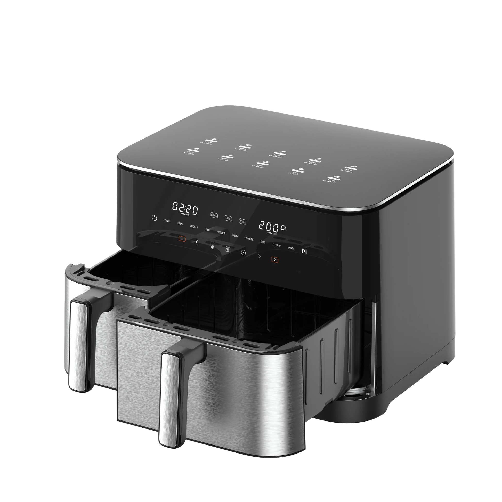 JMT-843914 11L Dual Core Air Fryer - Multifunctional Cooking Pot with Large Capacity and Visible Design
