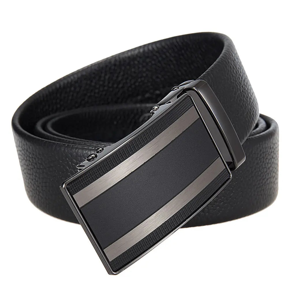 JMT-843914 Automatic Alloy Buckle Leather Belt with Removable Buckle - Model LY36-25629-5