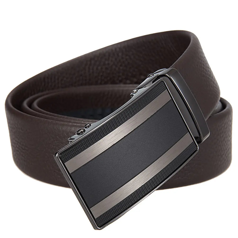 JMT-843914 Automatic Alloy Buckle Leather Belt with Removable Buckle - Model LY36-25629-5