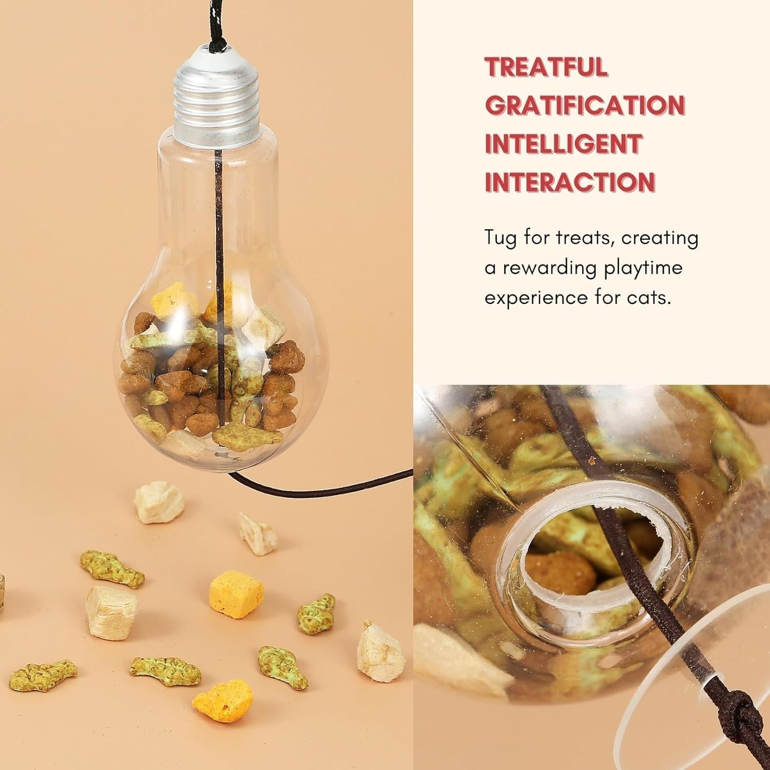 JMT-843978 Interactive Cat Toy with Sound Response and Treat Reward System, Automatic Swinging Teaser for Engaging Playtime