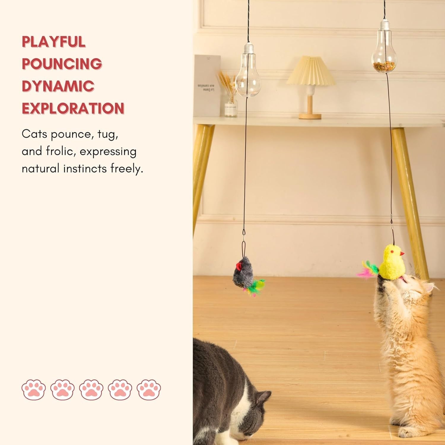JMT-843978 Interactive Cat Toy with Sound Response and Treat Reward System, Automatic Swinging Teaser for Engaging Playtime
