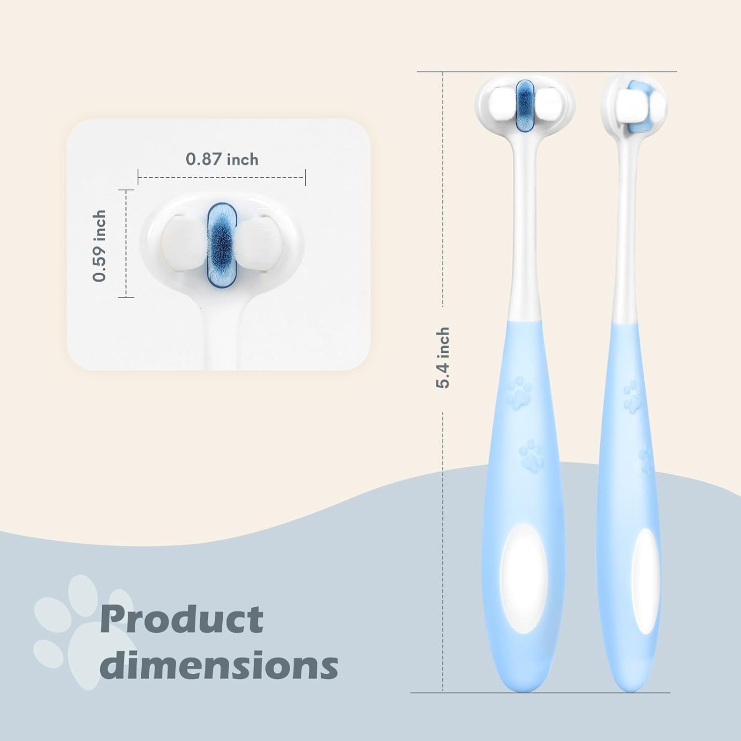 JMT-844234 Ultra Soft Nano Bristles 3-Sided Dog Toothbrush for Gentle Dental Care and Easy Cleaning