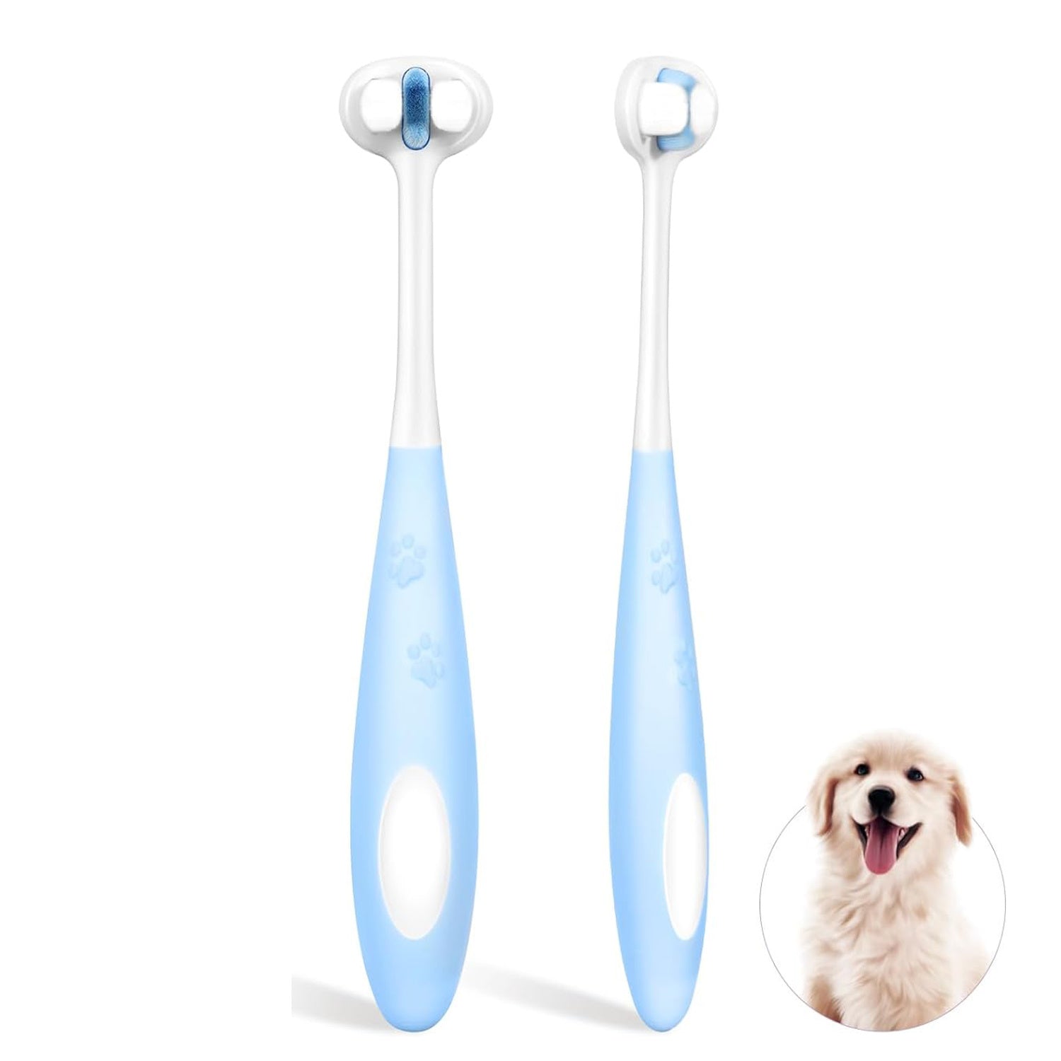 JMT-844234 Ultra Soft Nano Bristles 3-Sided Dog Toothbrush for Gentle Dental Care and Easy Cleaning