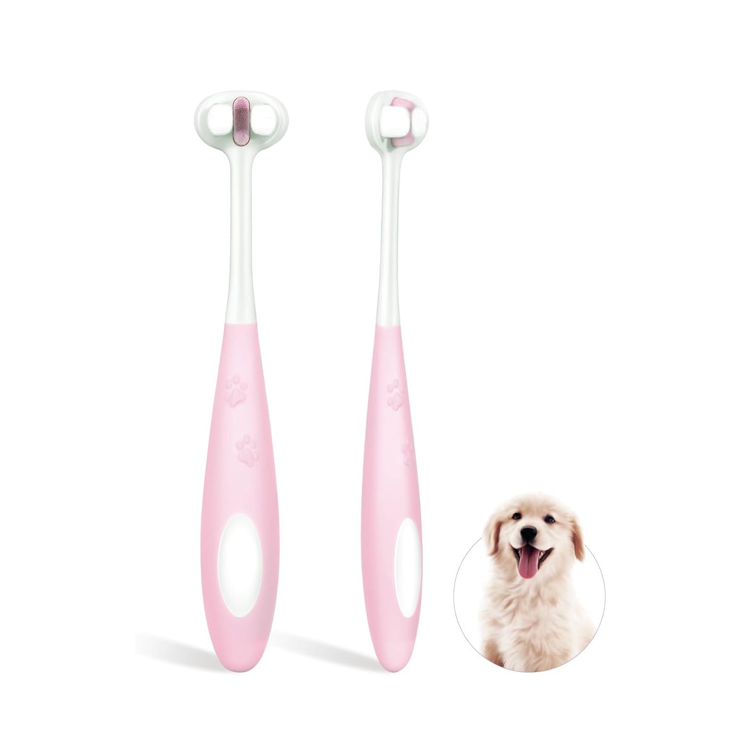 JMT-844234 Ultra Soft Nano Bristles 3-Sided Dog Toothbrush for Gentle Dental Care and Easy Cleaning