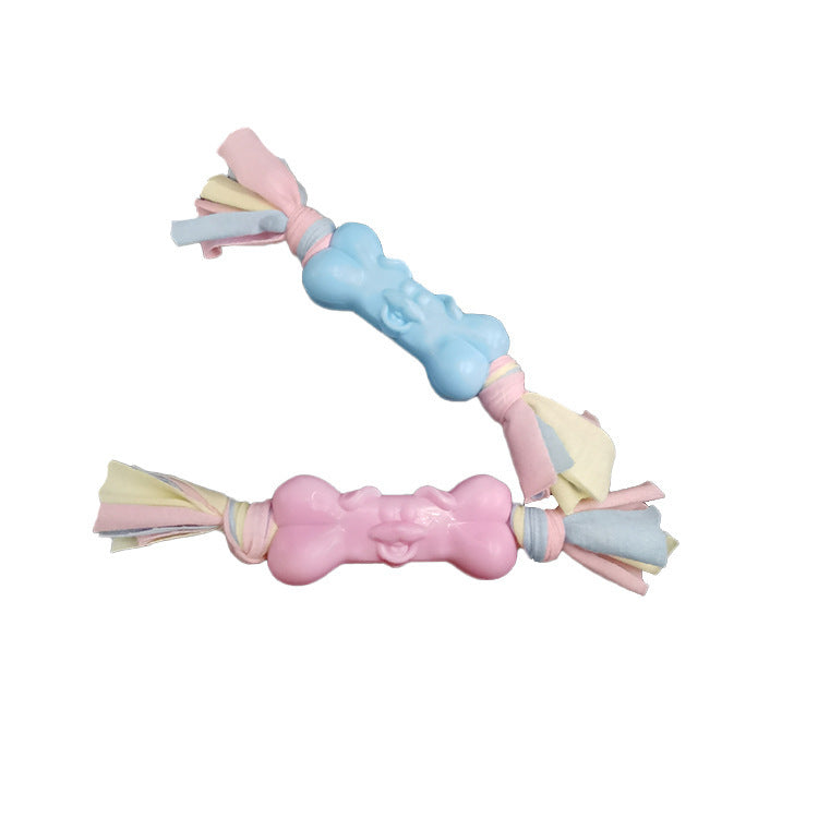JMT-844298 Dog Molar Relief Toy - TPR and Cotton Soft Bone with Cloth Strips for Stress Reduction and Dental Care