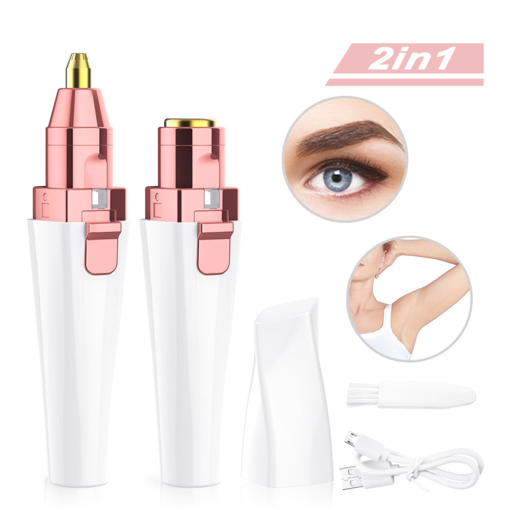 JMT-844298 USB Rechargeable 2-in-1 Lipstick Shaver and Eyebrow Trimmer for Smooth Hair Removal