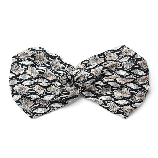 JMT-844682 Satin Leopard & Snake Print Cross Hair Band - 25.5CM Length, 14.5CM Width