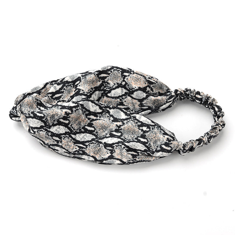 JMT-844682 Satin Leopard & Snake Print Cross Hair Band - 25.5CM Length, 14.5CM Width