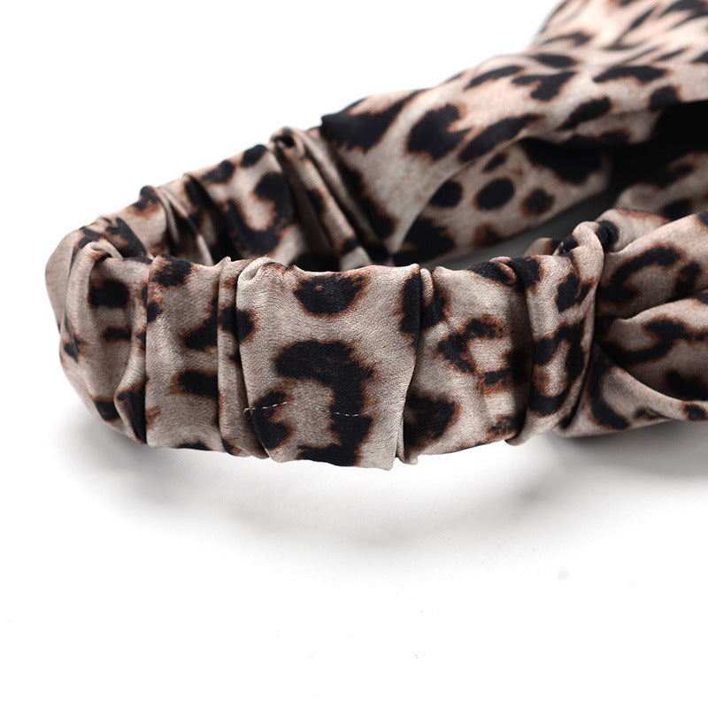 JMT-844682 Satin Leopard & Snake Print Cross Hair Band - 25.5CM Length, 14.5CM Width