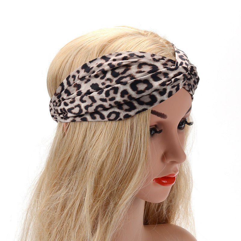JMT-844682 Satin Leopard & Snake Print Cross Hair Band - 25.5CM Length, 14.5CM Width