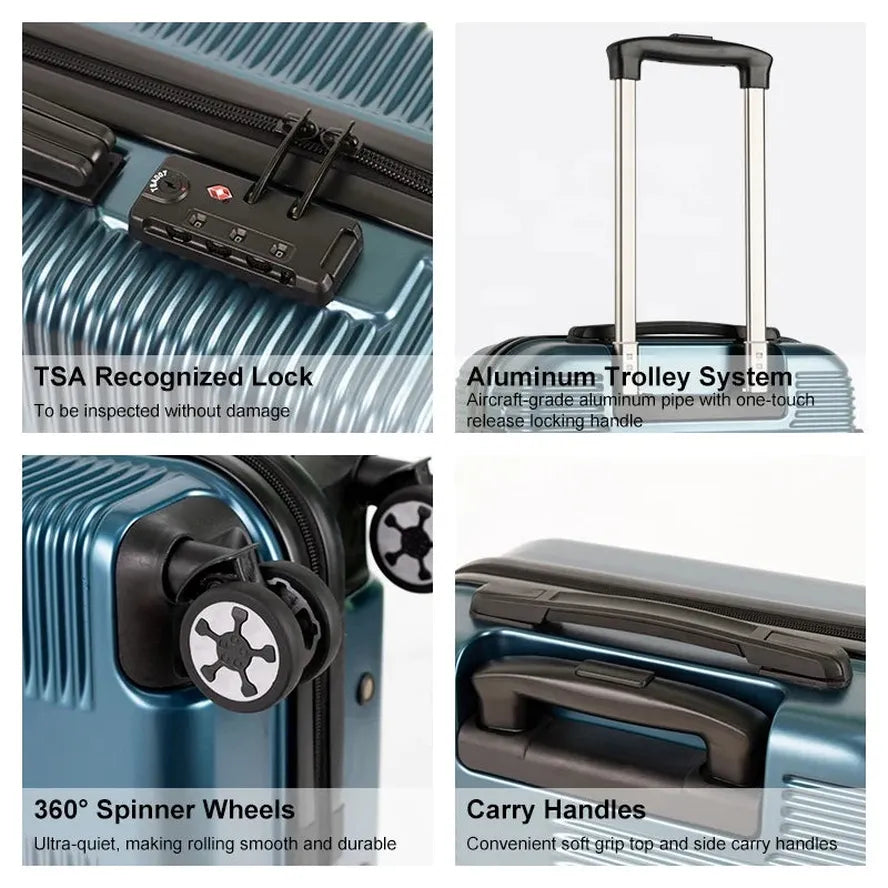 JMT-844874 Three-Piece Hard Shell Trolley Luggage Set with Travel Bag in ABS and PC Material