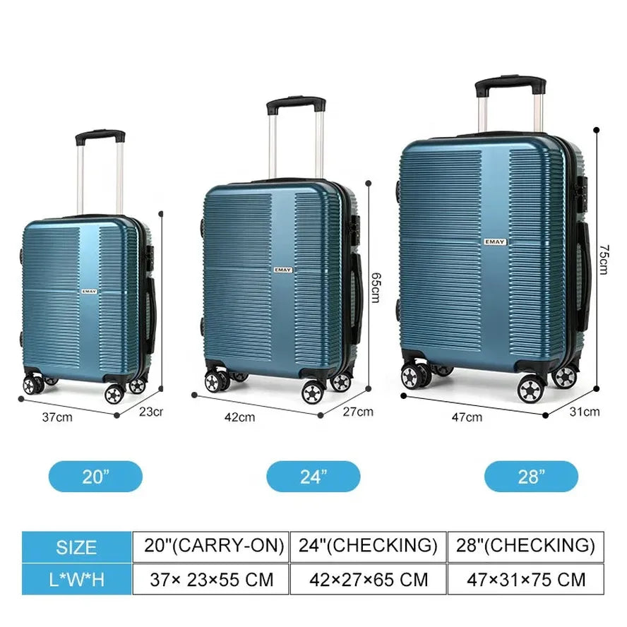 JMT-844874 Three-Piece Hard Shell Trolley Luggage Set with Travel Bag in ABS and PC Material