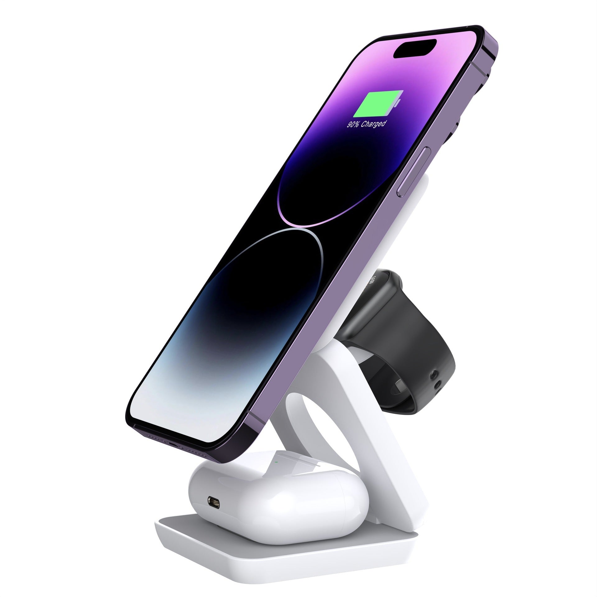 JMT-845002 Folding 3-in-1 Magnetic Wireless Charger for Qi-Enabled Devices – Portable Charging Stand