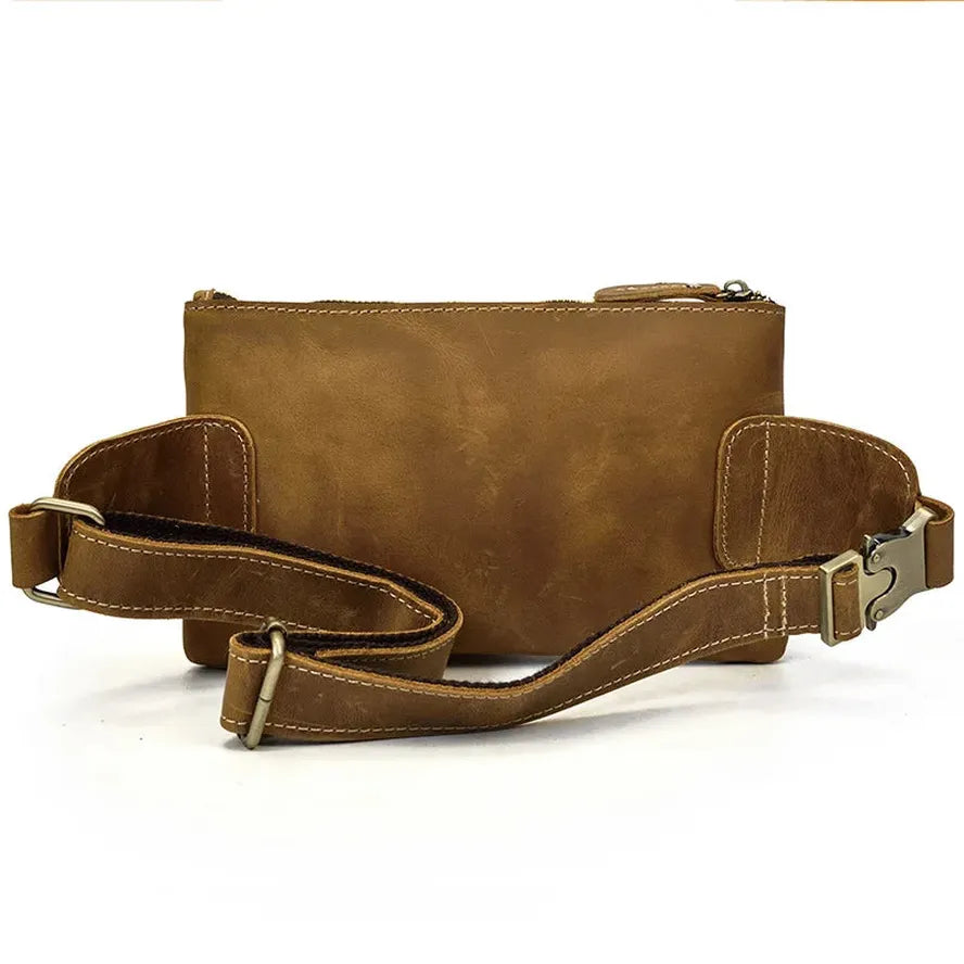 JMT-845194 Retro Crazy Horse Leather Chest Bag - Men's Lightweight Waterproof Messenger Bag in Ranger Tan