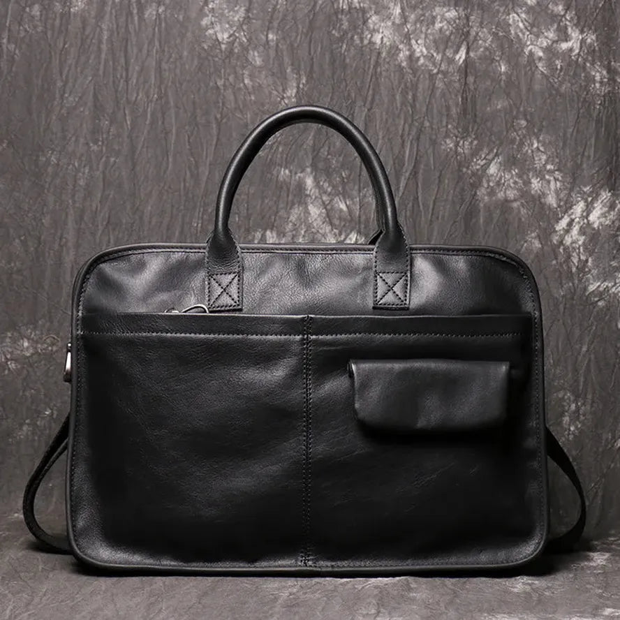 JMT-845706 Stylish Large Capacity Men's Leather Messenger Bag - Genuine Cowhide Computer Briefcase