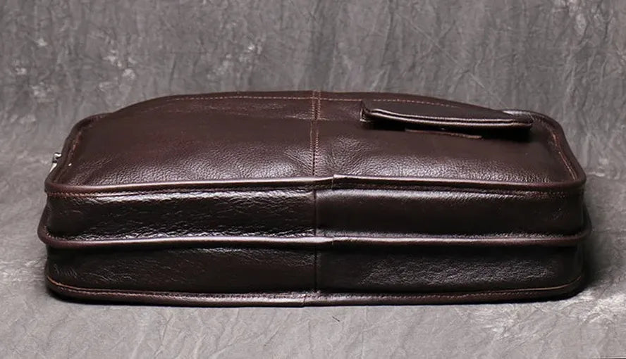 JMT-845706 Stylish Large Capacity Men's Leather Messenger Bag - Genuine Cowhide Computer Briefcase