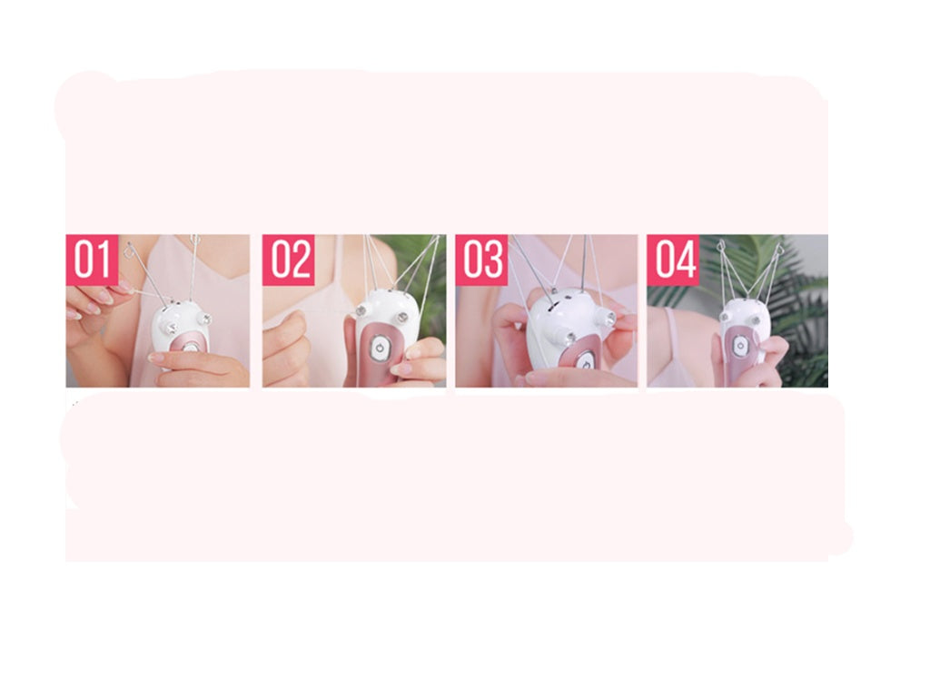 JMT-845706 USB Rechargeable Facial and Body Hair Remover with Cotton Thread and Push Button Switch