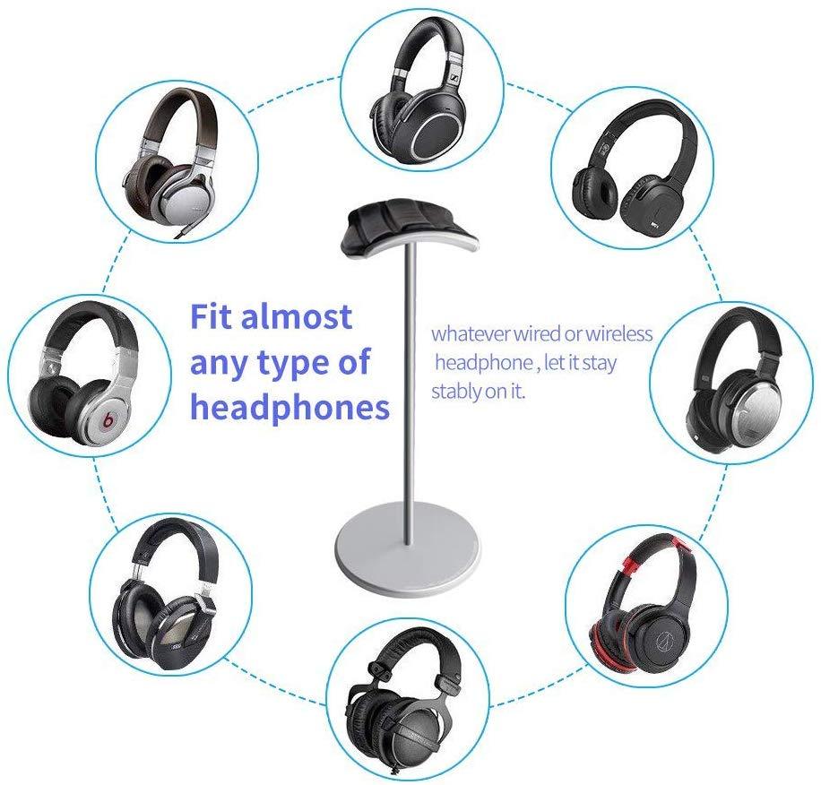 JMT-846090 Metal Helmet Holder Stand for Earphones - Space-Saving Design in Grey Aluminum Alloy
