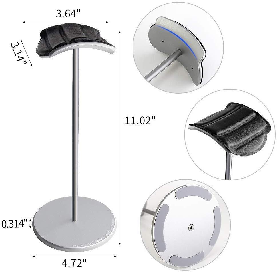 JMT-846090 Metal Helmet Holder Stand for Earphones - Space-Saving Design in Grey Aluminum Alloy