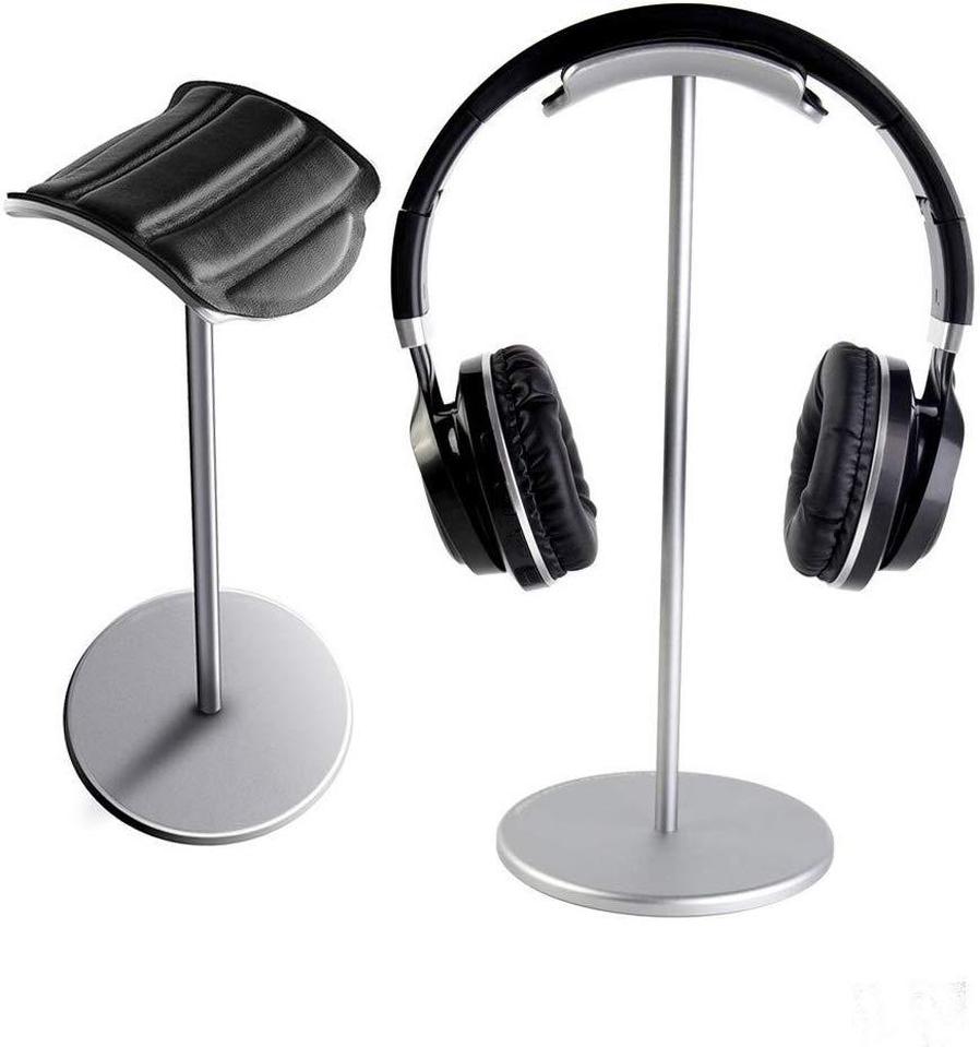 JMT-846090 Metal Helmet Holder Stand for Earphones - Space-Saving Design in Grey Aluminum Alloy