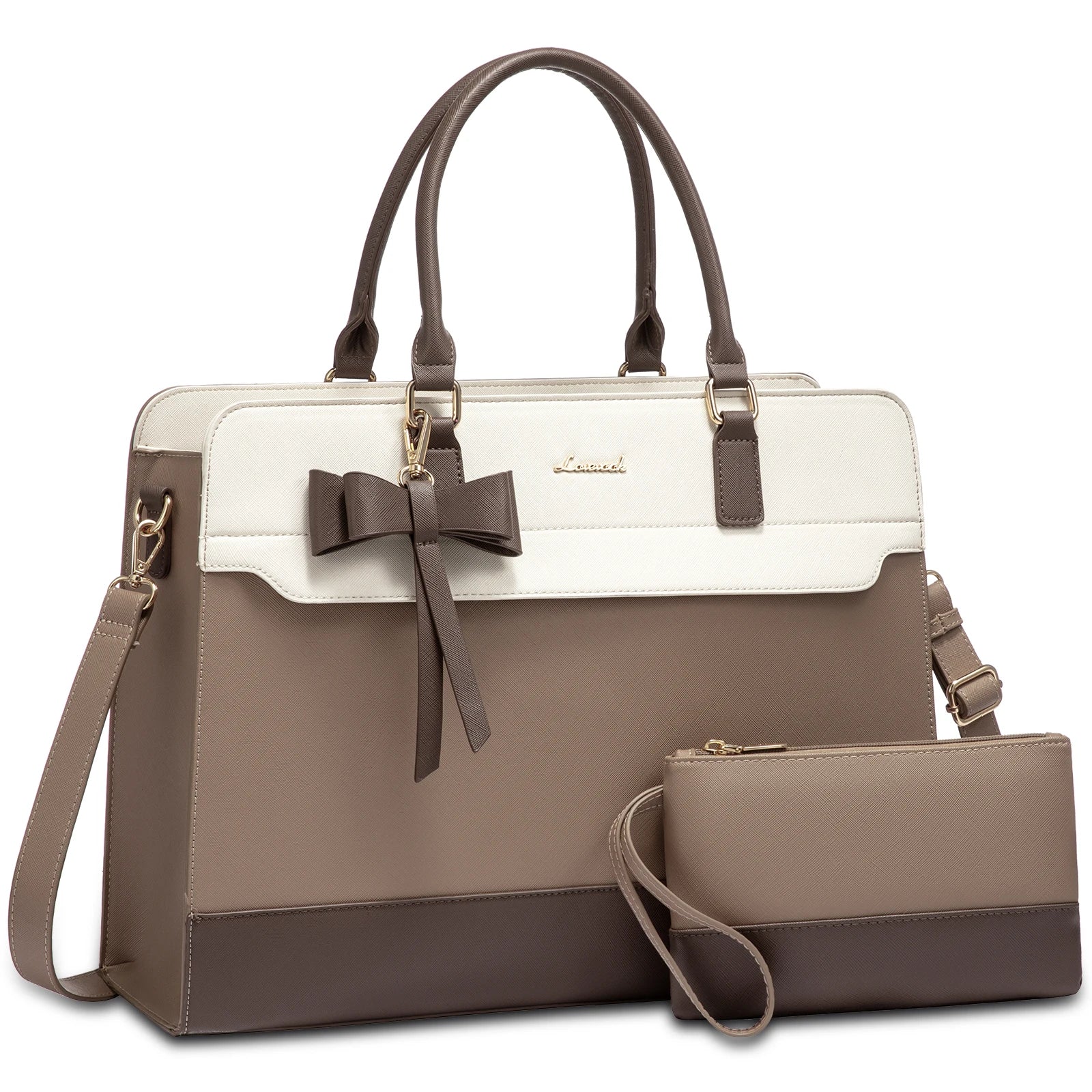 JMT-846282 Women's PU Laptop Tote Bag - Waterproof 15.6-inch Briefcase for Work and Office Use