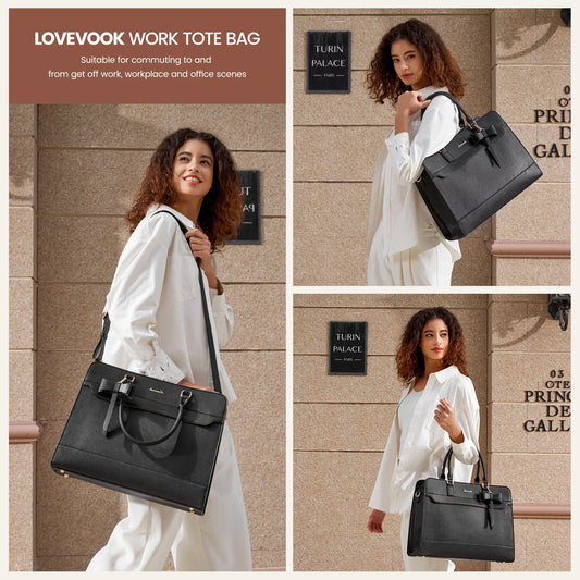 JMT-846282 Women's PU Laptop Tote Bag - Waterproof 15.6-inch Briefcase for Work and Office Use