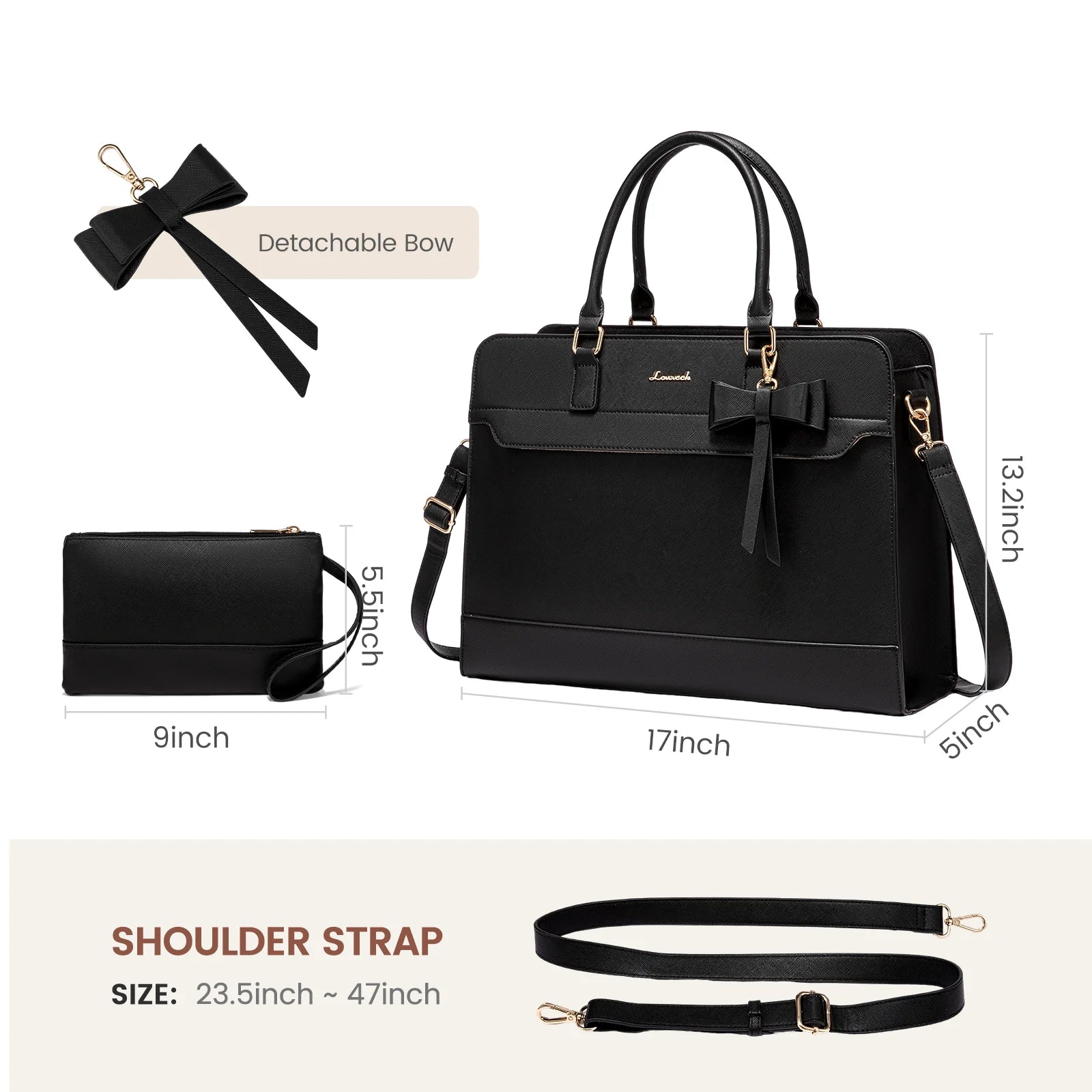 JMT-846282 Women's PU Laptop Tote Bag - Waterproof 15.6-inch Briefcase for Work and Office Use