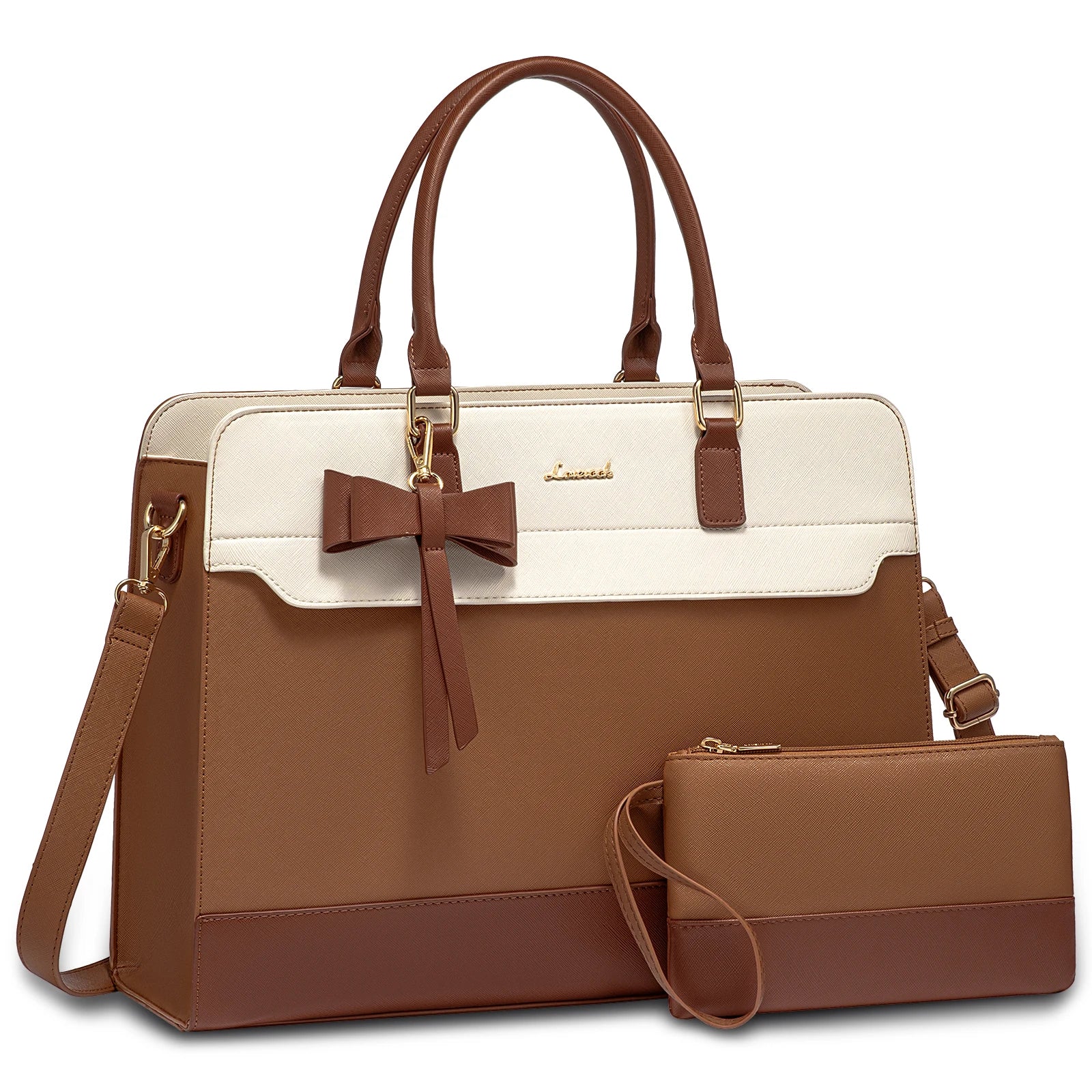 JMT-846282 Women's PU Laptop Tote Bag - Waterproof 15.6-inch Briefcase for Work and Office Use