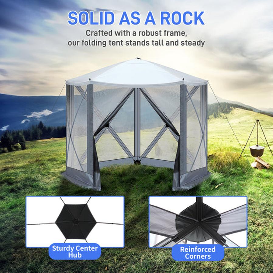 JMT-846346 10x10 ft Light Gray and Dark Gray Pentagonal Automatic Folding Tent