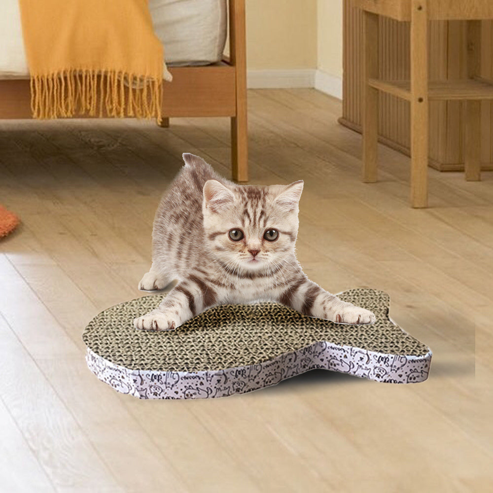 JMT-846474 Interactive Corrugated Cat Scratcher - Fish, Butterfly & Cat Head Designs