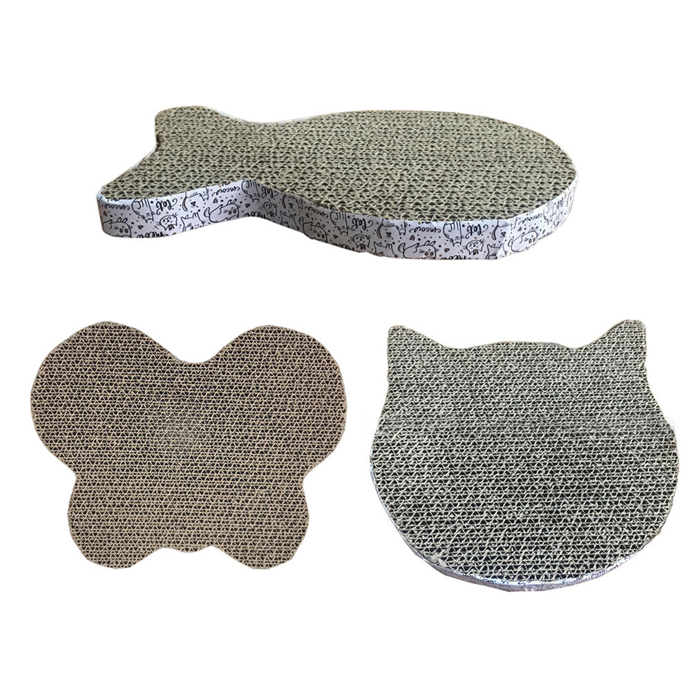 JMT-846474 Interactive Corrugated Cat Scratcher - Fish, Butterfly & Cat Head Designs