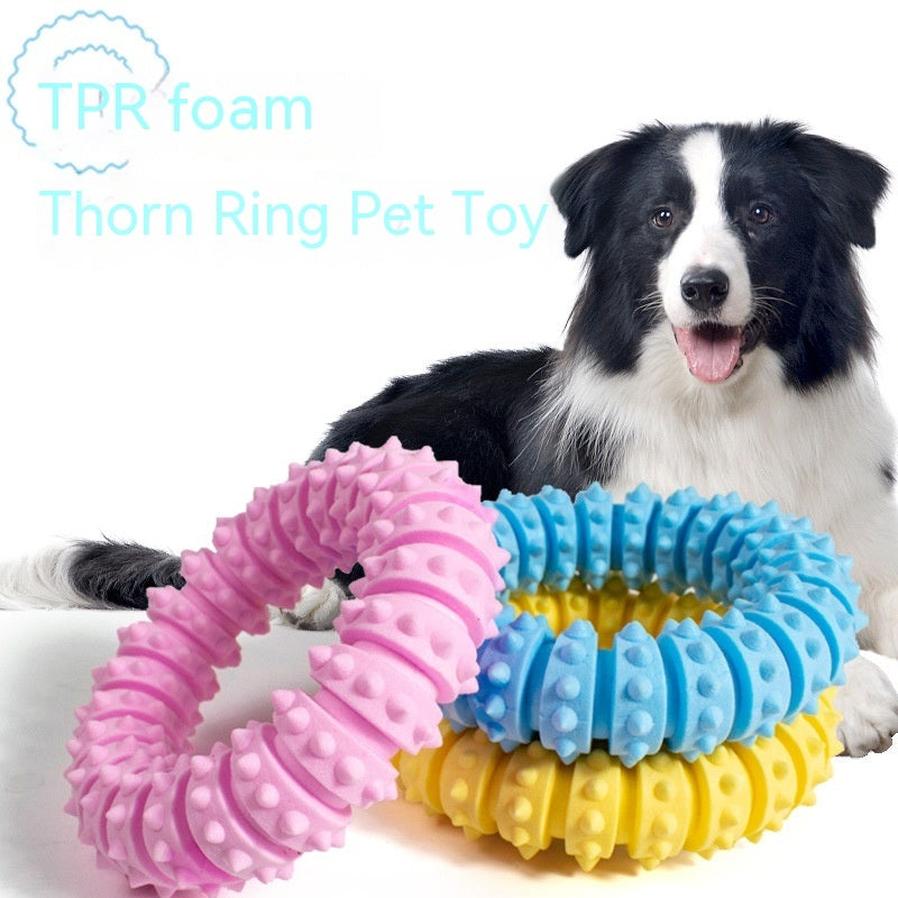 JMT-846602 Pet Foam Ring Molar Toy for Dogs - Durable TPR Material in Blue, Pink, Yellow