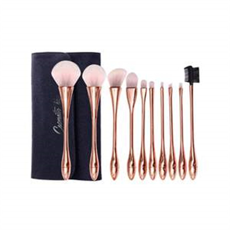 JMT-846730 10-Piece Professional Makeup Brush Set in Rose Gold - Simple and Stylish Design