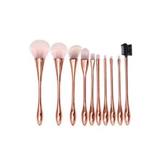 JMT-846730 10-Piece Professional Makeup Brush Set in Rose Gold - Simple and Stylish Design