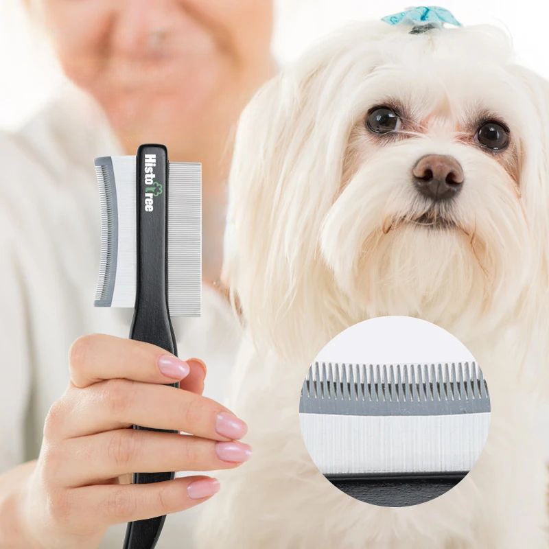 JMT-847434 Double-sided Pet Hair Comb with Stainless Steel Teeth - Easy Deshedding Brush for Cat and Dog Grooming