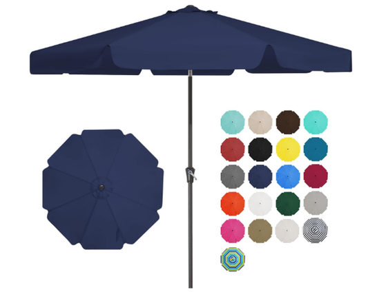 JMT-847498 Navy Blue All-Iron Vertical Umbrella with Mid-Column Design - 9ft