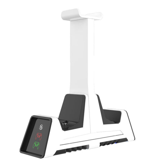 JMT-847946 Multifunctional Charging Stand for PS5, PS4, Switch Pro, Xbox Series X Controllers with Magnetic Charge and Earphone Holder