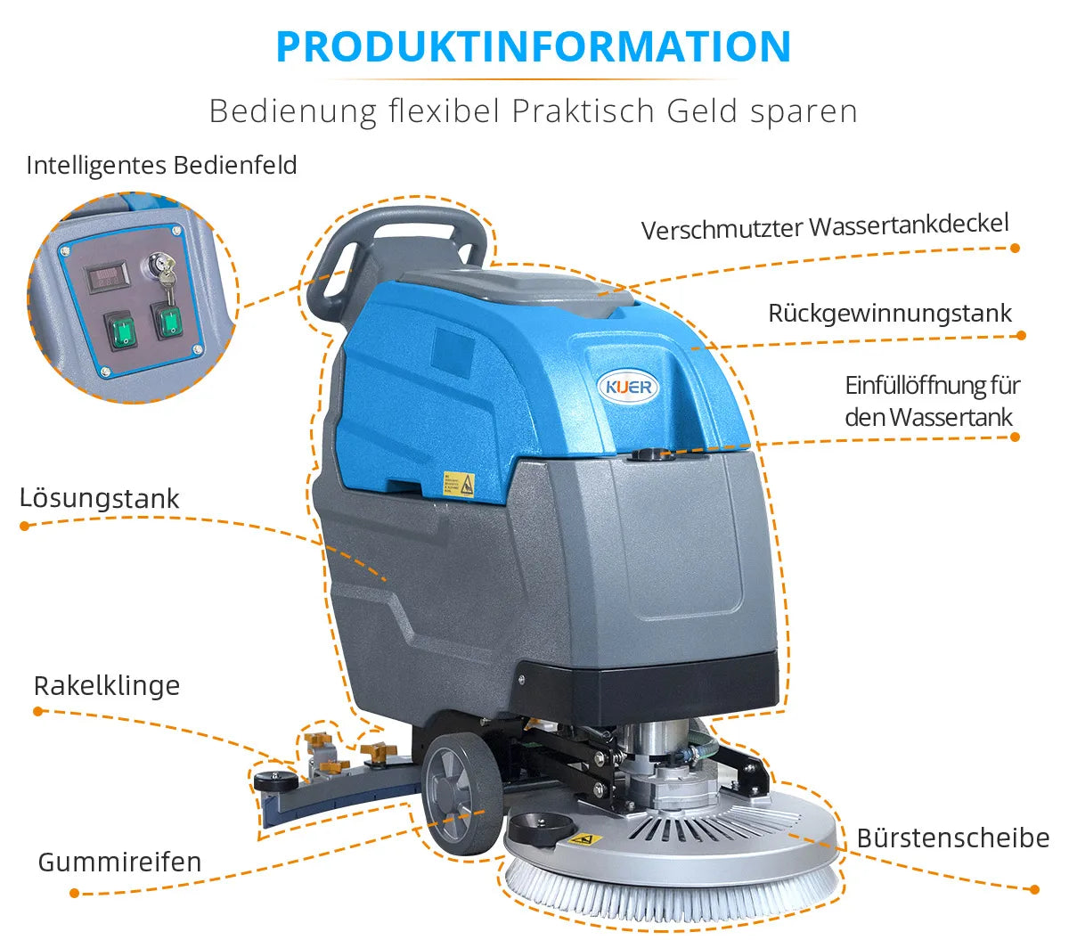 JMT-848074 Commercial Walk-Behind Floor Scrubber KR-A65 for Efficient Cleaning Solutions