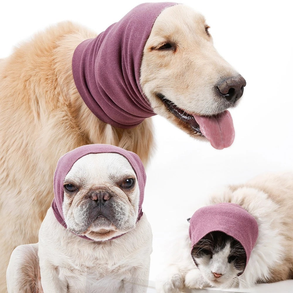 JMT-848074 Soft Cotton Pet Ear Muffs for Dogs and Cats - Anti-Noise and Warm Scarf Style Earmuffs in Pink, Black, and Purple