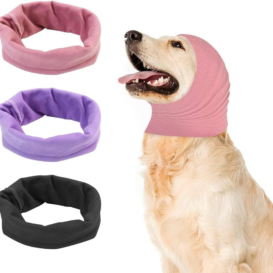 JMT-848074 Soft Cotton Pet Ear Muffs for Dogs and Cats - Anti-Noise and Warm Scarf Style Earmuffs in Pink, Black, and Purple
