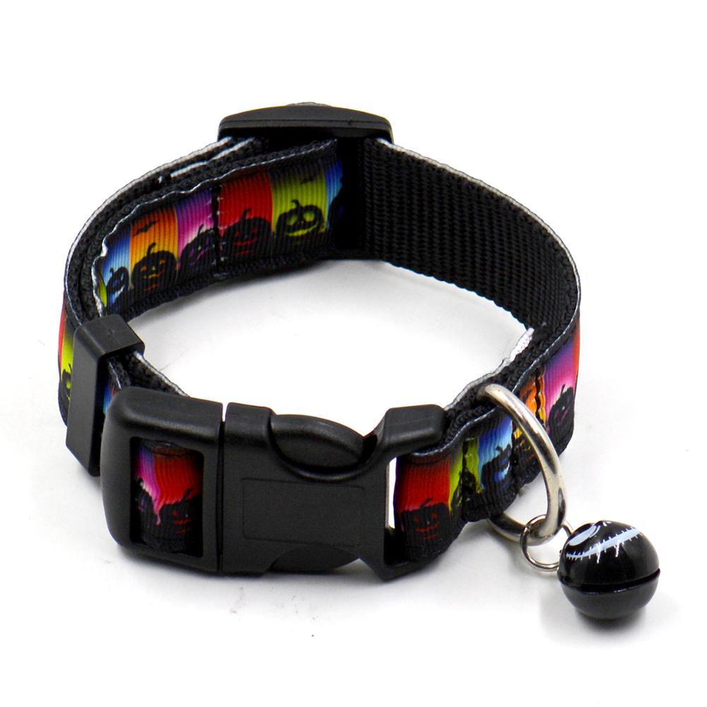 JMT-848266 Ghost Halloween Series Dog Collar with Bell for Pets, Adjustable Sizes S & L, Durable Nylon Material