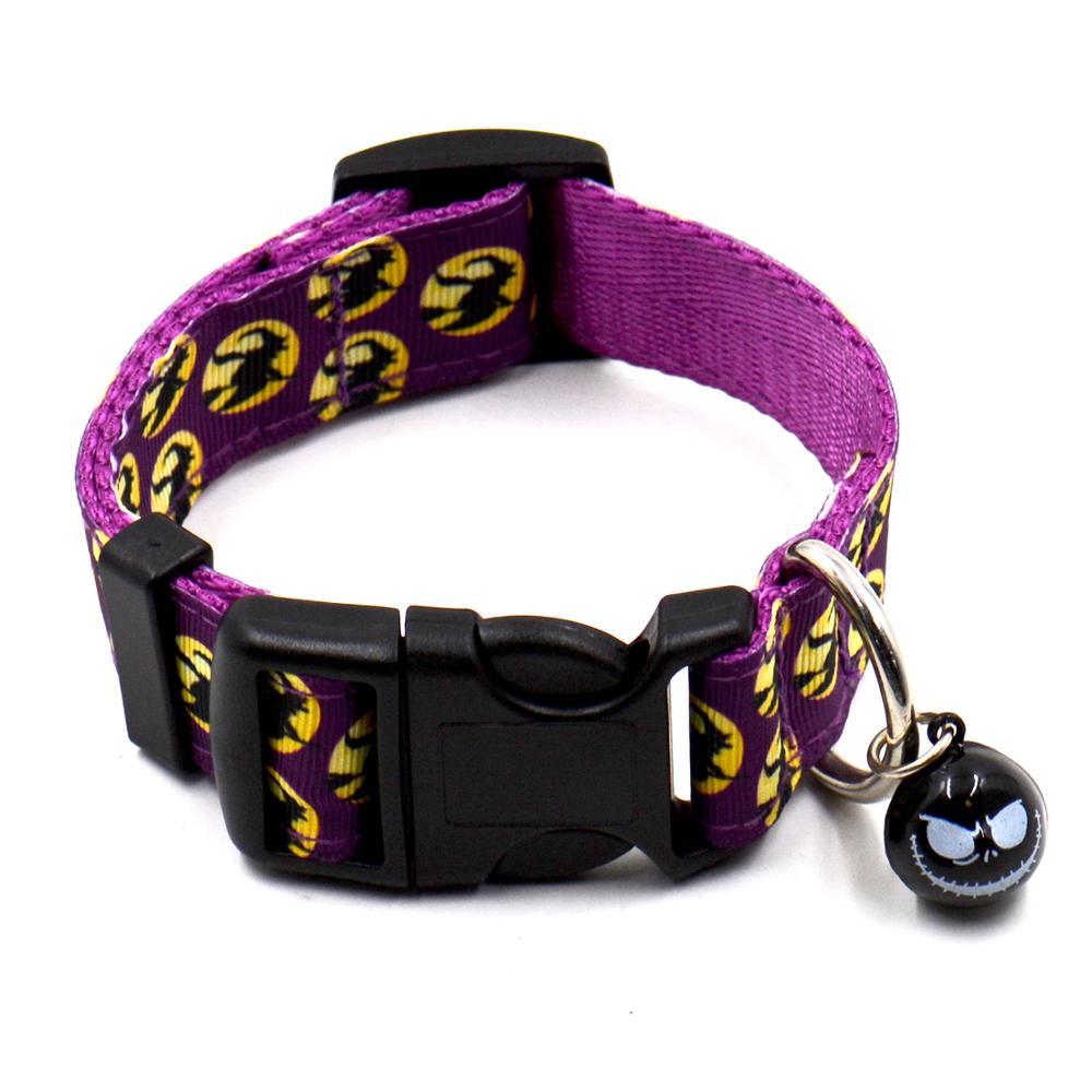 JMT-848266 Ghost Halloween Series Dog Collar with Bell for Pets, Adjustable Sizes S & L, Durable Nylon Material