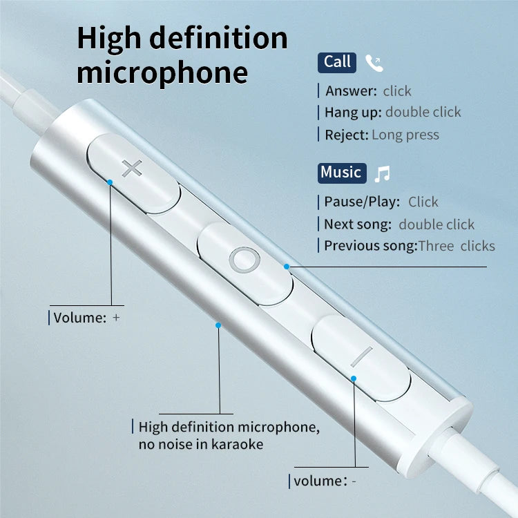 JMT-848266 Stereo Wired Earphones with Microphone for Mobile Devices - Metal Design